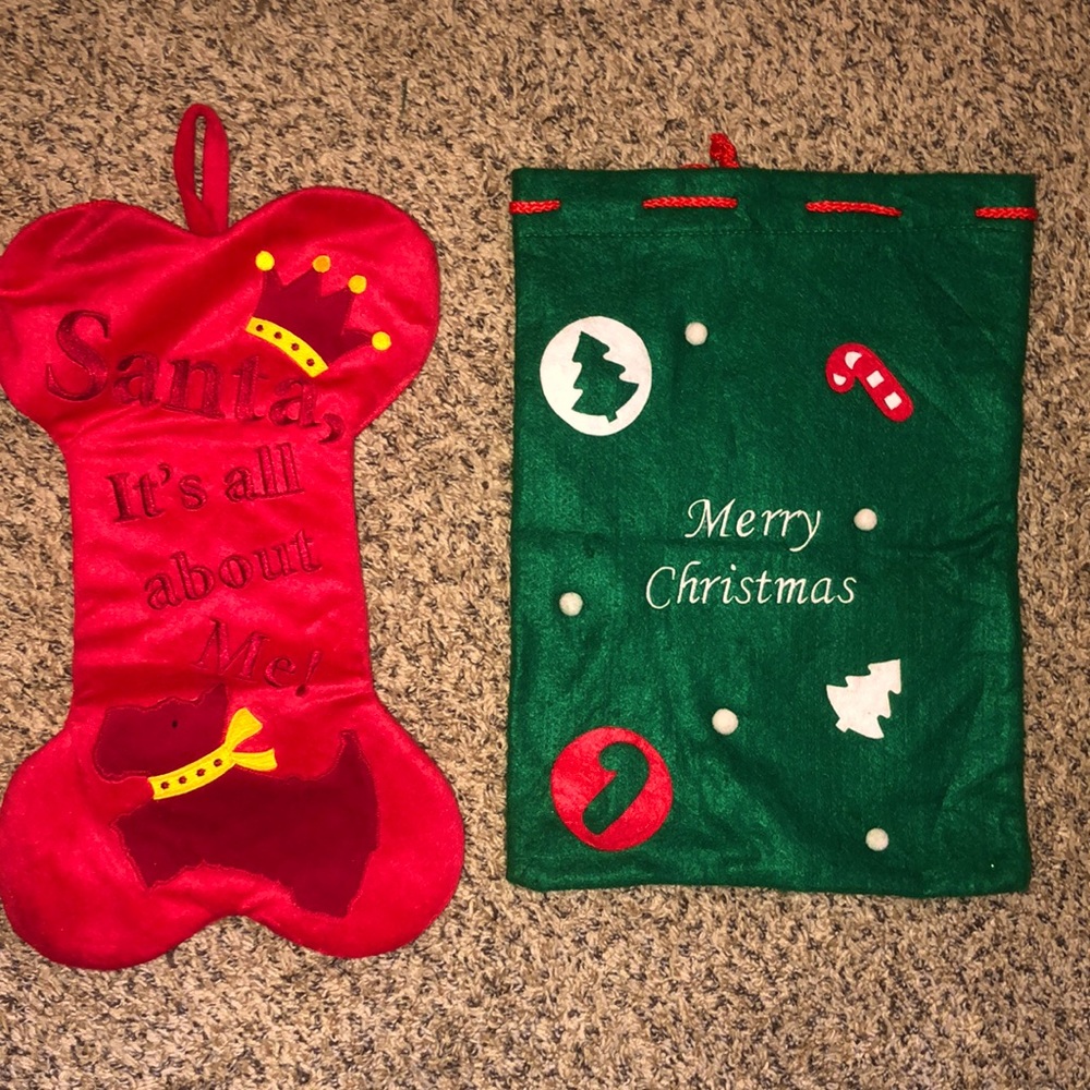 Christmas Stocking for Dog and Drawstring gift sack